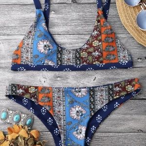 Reversible Patchwork Bralette Scoop Bikini Set